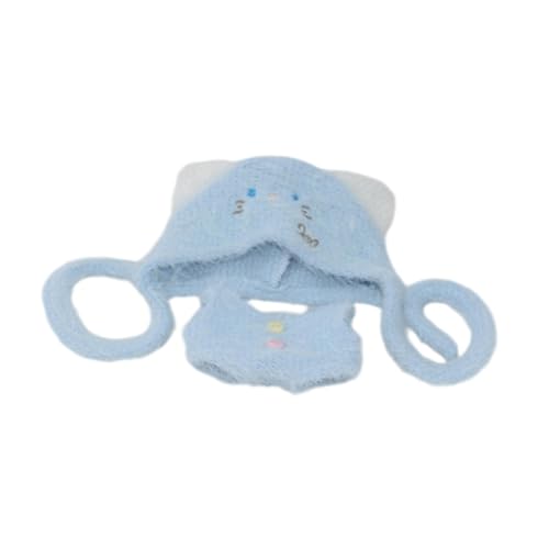 Fenteer 2 Stück Hosenträgerhosen für Puppen mit Hut-Outfits, Accessoires, handgefertigte Kleidung für 6-Zoll-Jungenpuppen, Mädchenpuppen zum Anziehen, Blau von Fenteer