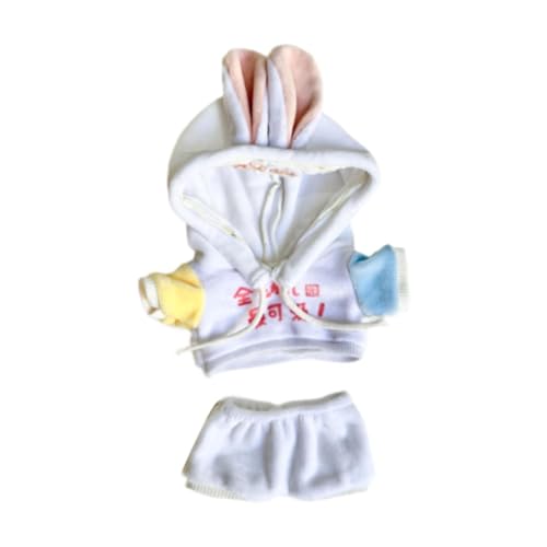 Fenteer 2X Fashion Dolls Bunny Ears Hoodies und Hosen Kostüm Zubehör, Miniatur-Kleidung für 20cm Puppen, Geburtstagsgeschenke von Fenteer