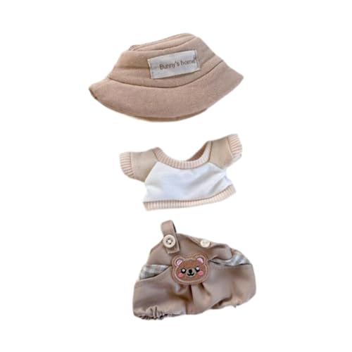 Fenteer 3 Teiliges T Shirt Und Hose für Plüschpuppen. Stellen Sie Ihre Eigenen Puppen mit, Damit Kinder Flexibel Sind. Niedliche Kostüme Und Kleidungs, Khaki mit Hut von Fenteer