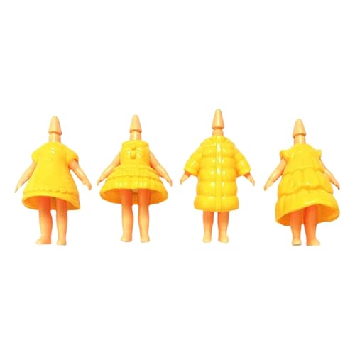 Fenteer 4-teiliges Puppenkleid für Mädchen, Puppenkopf, kompatible Spielzeugkostüme, bequemes, Bezauberndes Puppenkleid, Ausstellungsständer, Gelb von Fenteer