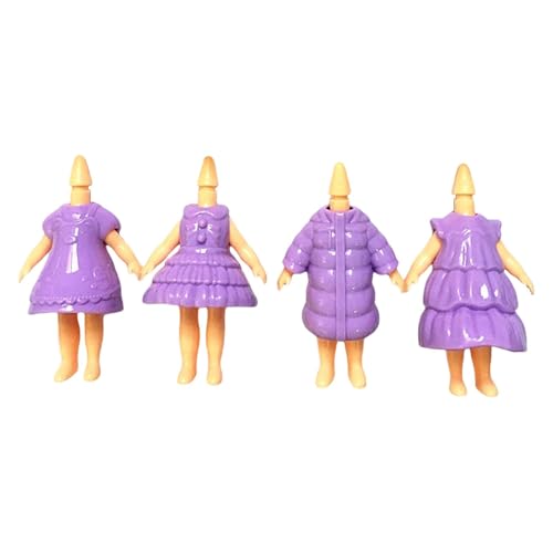 Fenteer 4-teiliges Puppenkleid für Mädchen, Puppenkopf, kompatible Spielzeugkostüme, bequemes, Bezauberndes Puppenkleid, Ausstellungsständer, Helles Lila von Fenteer