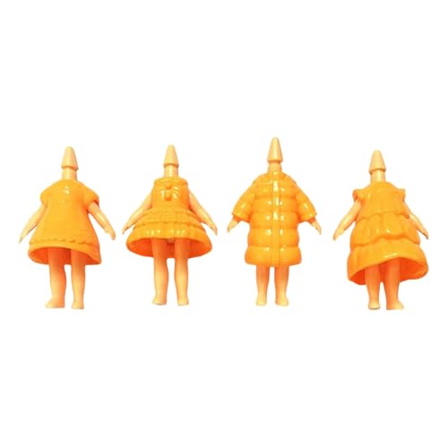 Fenteer 4-teiliges Puppenkleid für Mädchen, Puppenkopf, kompatible Spielzeugkostüme, bequemes, Bezauberndes Puppenkleid, Ausstellungsständer, Orange von Fenteer