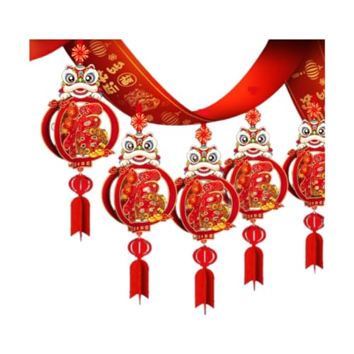 Fenteer Banner zum chinesischen Neujahr, Frühlingsfest-Ornament, dekorative Schlangenjahresgirlande zum Sammeln von Neujahrsfesten im Garten, Style C von Fenteer