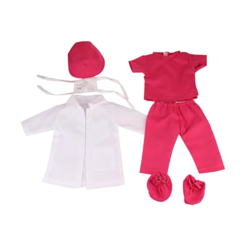 Fenteer Doll Doctor Outfit Puppenuniform 18 "Weihnachtsgeburtstag Geschenk Doll Kleidung Anzug Doll Kleidung für 18 Zoll Puppe Mädchen Anhängerpend, Rotrosa von Fenteer