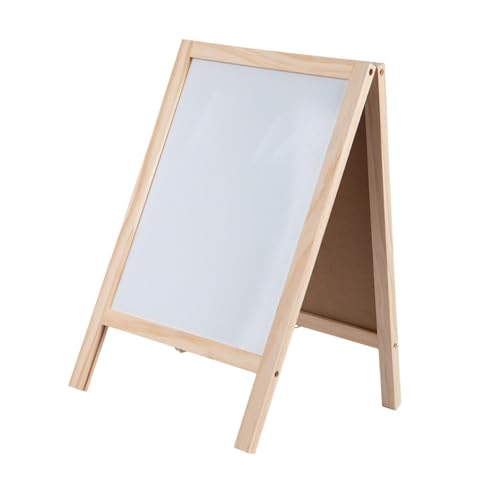 Fenteer Doppelseitige Kreidetafel, Whiteboard, Memoboard, hölzernes Nachrichtenschild, kleines tragbares, freistehendes Zeichenbrett für Werbung, 19cmx30cm von Fenteer