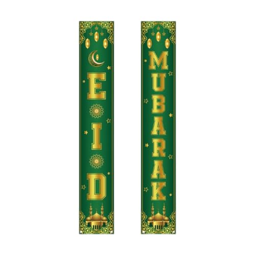 Fenteer Eid Mubarak Banner Vordertür Hängende Dekorationen Party bevorzugt Geburtstagsgeschenk kreative Ramadan -Couplet Flagge für Veranda von Fenteer