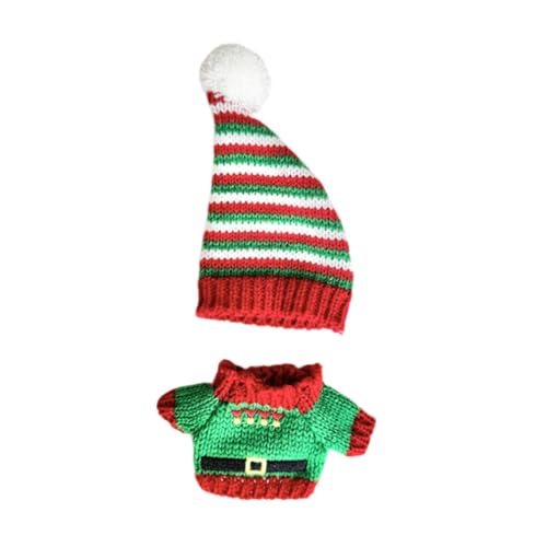 Fenteer Gefüllte Puppe Pullover Kostüme Kleidung Mode für kleine Mädchen pädagogische mit Hut Weihnachten Schneemann Outfit für 6,69 Zoll, Style D von Fenteer