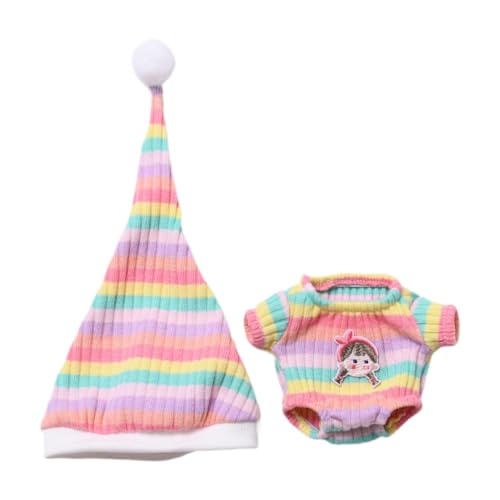 Fenteer Gestreifter Pyjama Und Mütze für Puppen, Nachtwäsche, Kleidung, Foto Requisiten für Kleine Mädchen, Pädagogischer Body, Loungewear für 6,69 Zoll Puppe, Rosa von Fenteer