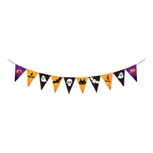 Fenteer Halloween-Party-Banner aus Papier, einzigartiges Hängedekor, Hängebanner für Feiern im Freien und im Innenbereich, Dreieckige Flagge von Fenteer