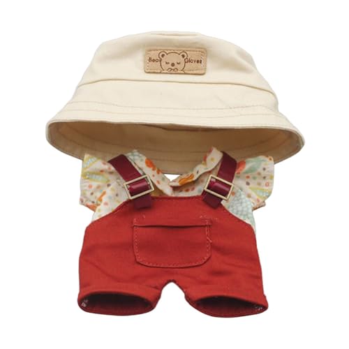 Fenteer Hemd und Overall für Plüschfiguren, zum Selbermachen von Puppen für Kinder, Kleidung für Plüschpuppen zum Anziehen für 15 cm – 17 cm, Rote Hose von Fenteer