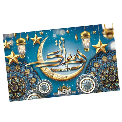 Fenteer Mubarak-Hintergrund, Dekoration, Eid Mubarak-Banner, Ramadan-Hintergrund, Tuch, Ramadan-Fotohintergrund für Hinterhof, Rasen, großes Event, Blau von Fenteer