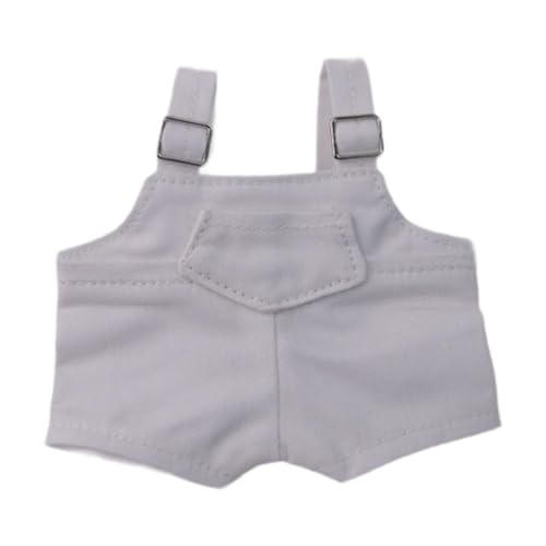 Fenteer Puppenkleidung aus Plüsch für 15 cm große, weiche Puppen, Overalls, Puppenzubehör, Verkleidungskostüme, modische Kleidung für Kuscheltiere, Weiß von Fenteer