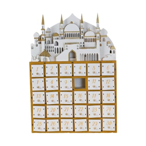 Fenteer Ramadan-Dekoration, Holz-LED-Kalender, Sammlerstück, Festival, dekorative Lampe für Tischdekoration, Büro, Bücherregal, Holz von Fenteer