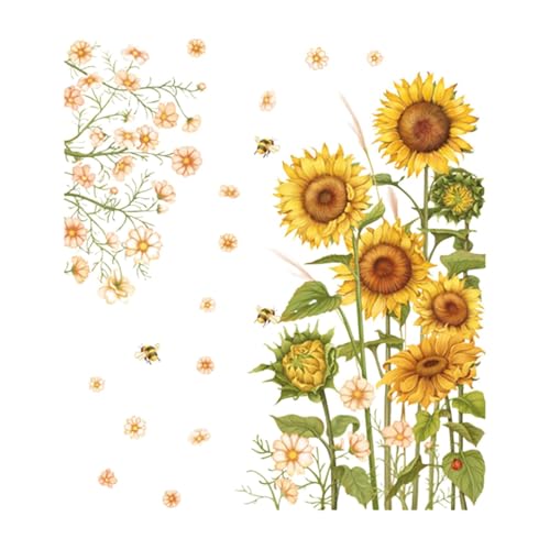 Fenteer Sonnenblumen Wandaufkleber Set Blumen Wandtattoos Hausdekoration PVC Wandkunst Dekor Dekorative Tapetenpflanzen Wandbilder für Klassenzimmer von Fenteer