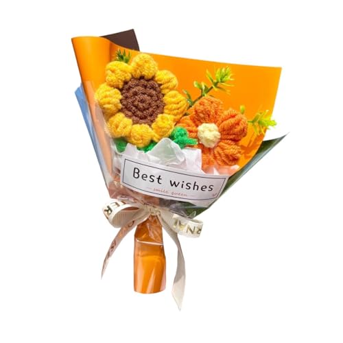 Fenteer Strickblumenstrauß Häkelblumen Dekor Ornament Fertige künstliche dekorative Valentinstag, Orange von Fenteer