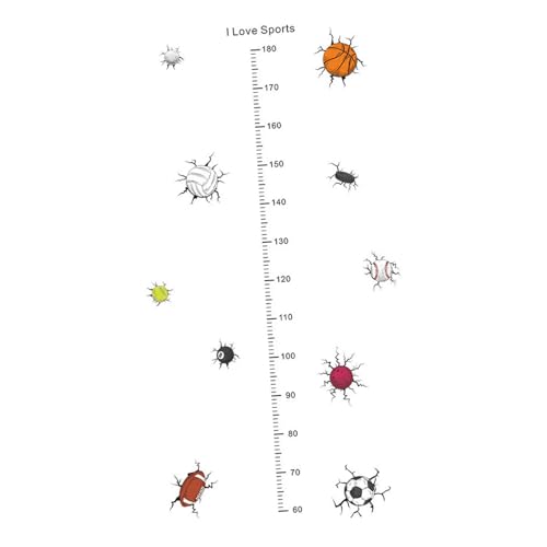Fenteer Wandaufkleber mit Wachstumsmesslatte, Wandaufkleber, selbstklebend, Sportthema, Wandaufkleber, Wandlineal für Zuhause, Kinderzimmer, Wohnzimmer, D von Fenteer