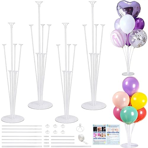 Fenxyo Ballonständer Kit für Tischboden, 4 Sets Ballonständer Kit, Ständer Ballonstab mit Basis für Geburtstag Hochzeit Jahrestag Party Dekoration Weihnachten von Fenxyo