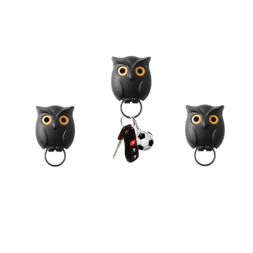 Fenytay Owl Key Hooks, Pack of 1/2/3 Night Owl Key Holder, Key Holder Wall, Hoot Holder Keys, Wall Key Hooks, Night Owl Magnetic Wall Key, Owl Shape Wall Key Hook, Hanging Owl Key Home, Decoration von Fenytay