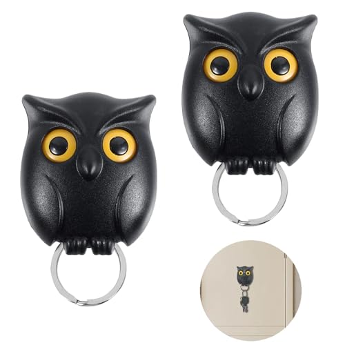 Fenytay Owl Key Hooks, Pack of 1/2/3 Night Owl Key Holder, Key Holder Wall, Hoot Holder Keys, Wall Key Hooks, Night Owl Magnetic Wall Key, Owl Shape Wall Key Hook, Hanging Owl Key Home, Decoration von Fenytay