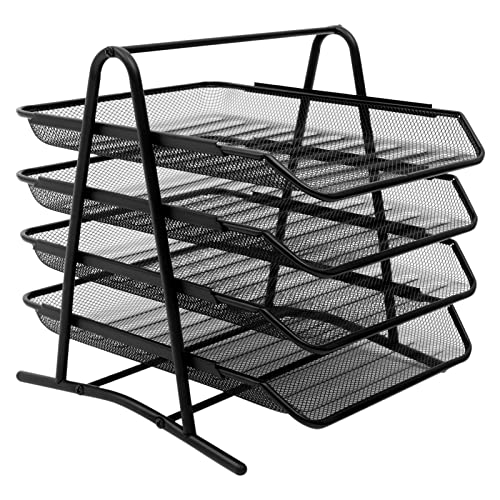 Fermoirper 4-Schubfächer Briefablage Organizer Schreibtisch Organizer 4A Metall Mesh Dokumentenablage für Büroschreibtisch/Schreibtisch 35 * 30 * 31.3cm von Fermoirper