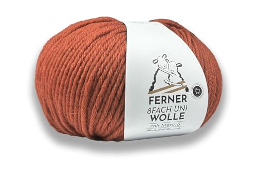 Ferner 8-fach Wolle orange uni mit mulesingfreier Merinowolle, Sockenwolle, dickes Sockengarn einfarbig, Strumpfwolle 8-fädig, 100g (07 orange) von Ferner Wolle