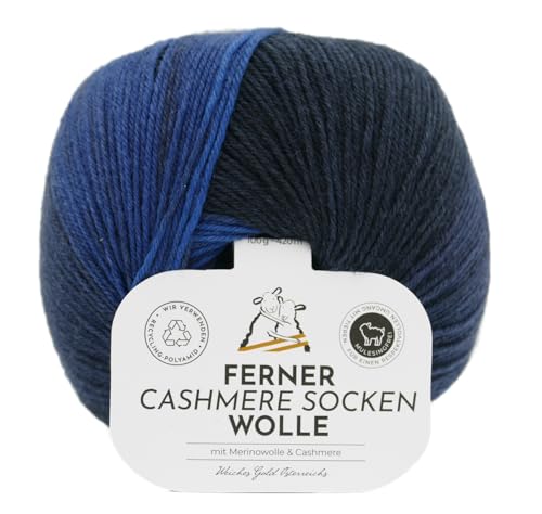 Ferner Cashmere Socken Wolle | Merino Sockenwolle mit Kaschmir | Strumpfwolle mit Farbverlauf | Sockengarn 4-fädig (4-fach) 100g (813/22) von Ferner Wolle