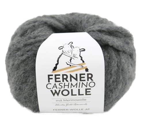 Ferner Cashmino Wolle mit Merinowolle und Kaschmir, Häkelwolle, Strickgarn, 25g 70m, Nadelstärke 6-10mm, 65% Wolle 16,5 mic, 30% Kaschmir, 5% Nylon (03 grau) von Ferner Wolle