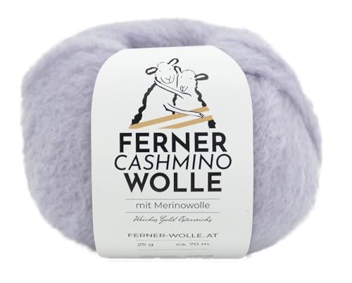 Ferner Cashmino Wolle mit Merinowolle und Kaschmir, Häkelwolle, Strickgarn, 25g 70m, Nadelstärke 6-10mm, 65% Wolle 16,5 mic, 30% Kaschmir, 5% Nylon (06 flieder) von Ferner Wolle