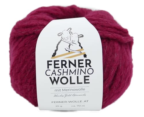 Ferner Cashmino Wolle mit Merinowolle und Kaschmir, Häkelwolle, Strickgarn, 25g 70m, Nadelstärke 6-10mm, 65% Wolle 16,5 mic, 30% Kaschmir, 5% Nylon (13 rot) von Ferner Wolle