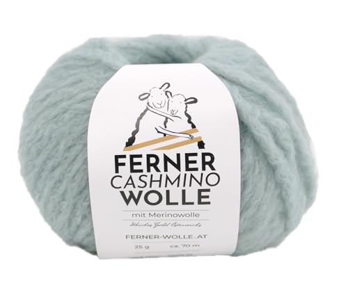 Ferner Cashmino Wolle mit Merinowolle und Kaschmir, Häkelwolle, Strickgarn, 25g 70m, Nadelstärke 6-10mm, 65% Wolle 16,5 mic, 30% Kaschmir, 5% Nylon (17 blass blau) von Ferner Wolle