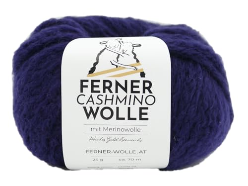 Ferner Cashmino Wolle mit Merinowolle und Kaschmir, Häkelwolle, Strickgarn, 25g 70m, Nadelstärke 6-10mm, 65% Wolle 16,5 mic, 30% Kaschmir, 5% Nylon (19 marine) von Ferner Wolle