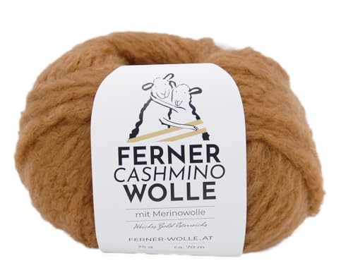 Ferner Cashmino Wolle mit Merinowolle und Kaschmir, Häkelwolle, Strickgarn, 25g 70m, Nadelstärke 6-10mm, 65% Wolle 16,5 mic, 30% Kaschmir, 5% Nylon (35 nougat) von Ferner Wolle