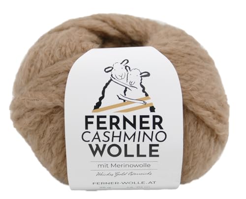 Ferner Cashmino Wolle mit Merinowolle und Kaschmir, Häkelwolle, Strickgarn, 25g 70m, Nadelstärke 6-10mm, 65% Wolle 16,5 mic, 30% Kaschmir, 5% Nylon (36 muskat) von Ferner Wolle