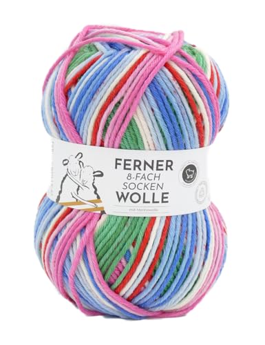 Ferner Wolle 8-fach Sockenwolle mit mulesingfreier Merinowolle | dickes Sockengarn mit Farbverlauf | Strumpfwolle 8-fädig (776/24) von Ferner Wolle