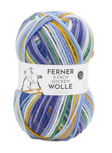 Ferner Wolle 8-fach Sockenwolle mit mulesingfreier Merinowolle | dickes Sockengarn mit Farbverlauf | Strumpfwolle 8-fädig (778/24) von Ferner Wolle