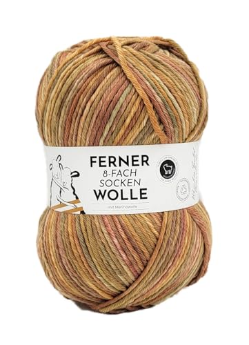 Ferner Wolle 8-fach Sockenwolle mit mulesingfreier Merinowolle | dickes Sockengarn mit Farbverlauf | Strumpfwolle 8-fädig (780/24) von Ferner Wolle