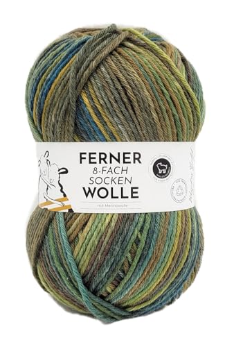 Ferner Wolle 8-fach Sockenwolle mit mulesingfreier Merinowolle | dickes Sockengarn mit Farbverlauf | Strumpfwolle 8-fädig (782/24) von Ferner Wolle