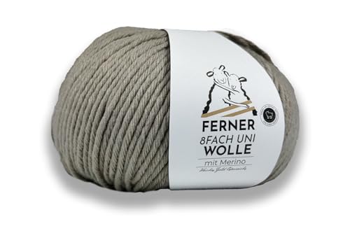 Ferner Wolle 8-fach uni beige mit mulesingfreier Merinowolle, Sockenwolle, dickes Sockengarn einfarbig, Strumpfwolle 8-fädig, 100g (04 beige) von Ferner Wolle