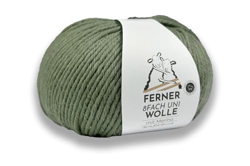 Ferner Wolle 8-fach uni grün mit mulesingfreier Merinowolle, Sockenwolle, dickes Sockengarn einfarbig, Strumpfwolle 8-fädig, 100g (10 gruen) von Ferner Wolle