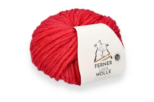 Ferner Wolle Luca, Häkelwolle Strickgarn mit Merinowolle und Baby Alpaka, 25g, 105 m, Nadelstärke 4mm, 63% Wolle, 27% Alpaca, 10% Nylon (LC10 rot) von Ferner Wolle