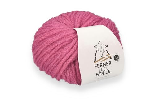 Ferner Wolle Luca, Häkelwolle Strickgarn mit Merinowolle und Baby Alpaka, 25g, 105 m, Nadelstärke 4mm, 63% Wolle, 27% Alpaca, 10% Nylon (LC13 pink) von Ferner Wolle