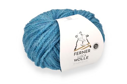 Ferner Wolle Luca, Häkelwolle Strickgarn mit Merinowolle und Baby Alpaka, 25g, 105 m, Nadelstärke 4mm, 63% Wolle, 27% Alpaca, 10% Nylon (LC20 blau) von Ferner Wolle