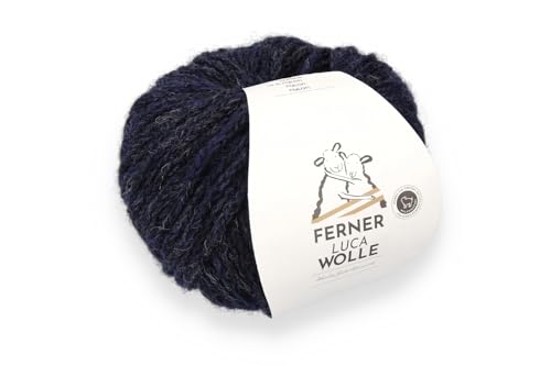 Ferner Wolle Luca, Häkelwolle Strickgarn mit Merinowolle und Baby Alpaka, 25g, 105 m, Nadelstärke 4mm, 63% Wolle, 27% Alpaca, 10% Nylon (LC21 marine blau) von Ferner Wolle