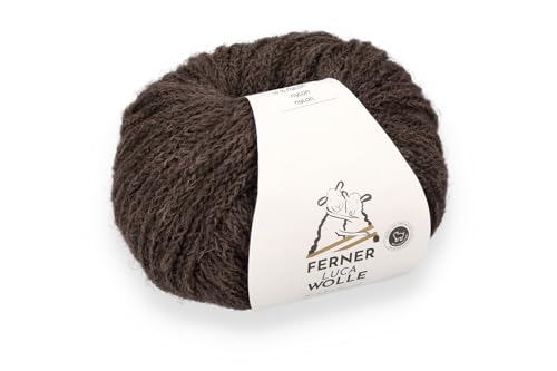 Ferner Wolle Luca, Häkelwolle braun, Strickgarn mit Merinowolle und Baby Alpaka, 25g, 105 m, Nadelstärke 4mm, 63% Wolle, 27% Alpaca, 10% Nylon (LC6 braun) von Ferner Wolle