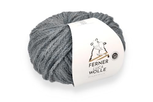 Ferner Wolle Luca, Häkelwolle grau Strickgarn mit Merinowolle und Baby Alpaka, 25g, 105 m, Nadelstärke 4mm, 63% Wolle, 27% Alpaca, 10% Nylon (LC1 hellgrau) von Ferner Wolle