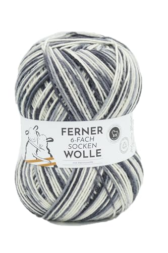 Ferner Wolle Lungauer Sockenwolle 6-fach, bunte Strumpfwolle 6-fädig, Sockengarn mit Merinowolle und Farbverlauf, 150 g, Nadelstärke 3 bis 4 mm (756/24) von Ferner Wolle