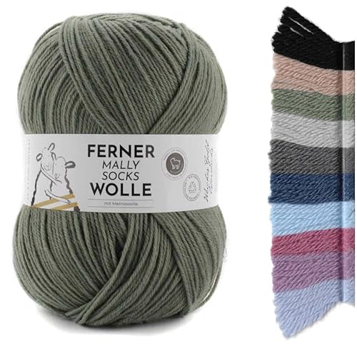 Ferner Wolle Mally Socks Uni Merino Sockenwolle Merinowolle mulesingfrei 150g 450m Nadelstärke 3-4mm (M3 - herbal tea) von Ferner Wolle