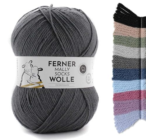 Ferner Wolle Mally Socks Uni Merino Sockenwolle Merinowolle mulesingfrei 150g 450m Nadelstärke 3-4mm (M5 - dusk) von Ferner Wolle