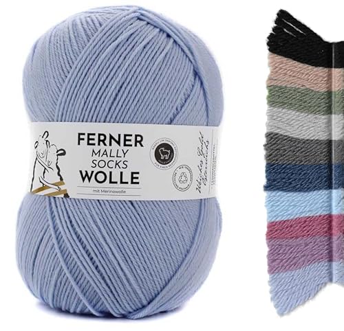 Ferner Wolle Mally Socks Uni Merino Sockenwolle Merinowolle mulesingfrei 150g 450m Nadelstärke 3-4mm (M7 - bleu) von Ferner Wolle