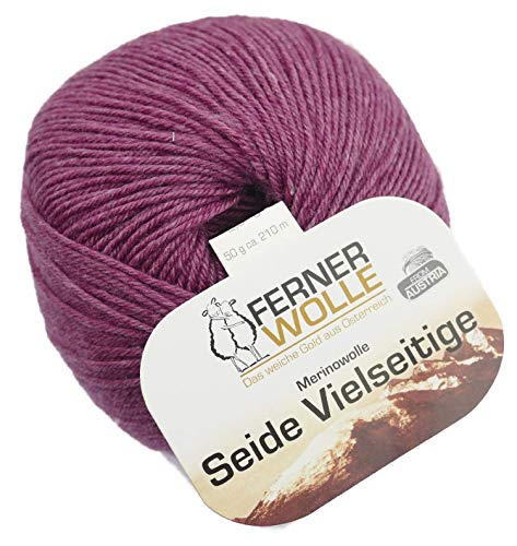 Ferner Wolle Merinowolle Seide Vielseitige beere, Häkelwolle, Strickgarn, Wolle mit Seide, 50g 210m, Nadelstärke 2-3mm, 60% Wolle (Merino), 20% Seide, 20% Polyamid (V908) von Ferner Wolle